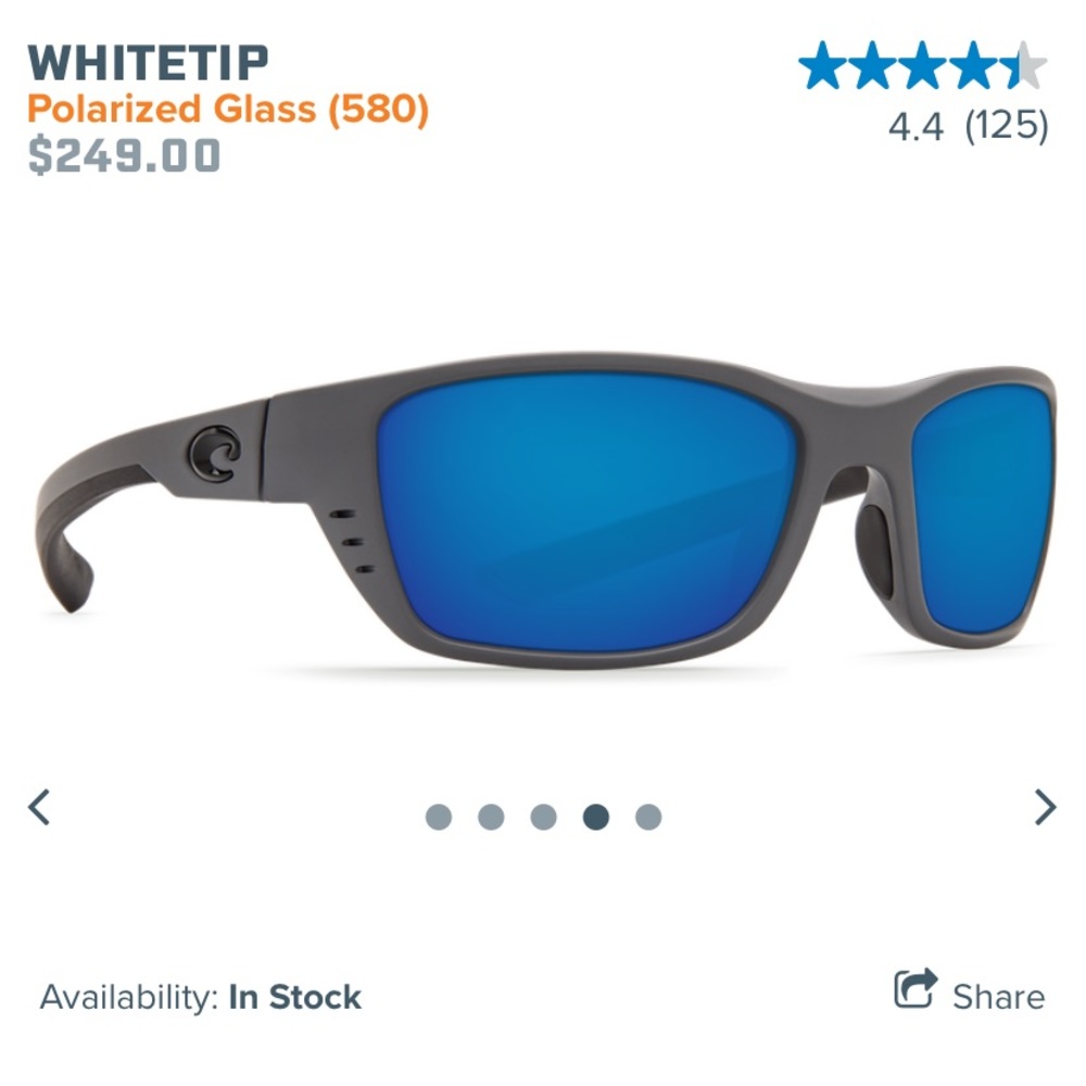 Costa Del Mar White Tip Polarized Glass 580